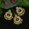 Pista Green Color Kundan Earrings With Maang Tikka (KDTE462PGRN)