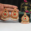 Red Color Kundan Earrings With Maang Tikka (KDTE465RED)