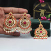 Rani Color Kundan Earrings With Maang Tikka (KDTE465RNI)