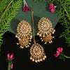 Gold Color Kundan Earrings With Maang Tikka (KDTE466GLD)
