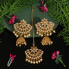 Gold Color Kundan Earrings With Maang Tikka (KDTE469GLD)
