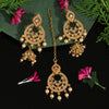 Gold Color Kundan Earrings With Maang Tikka (KDTE476GLD)
