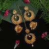 Gold Color Kundan Earrings With Maang Tikka (KDTE478GLD)