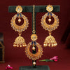 Gold Color Kundan Earrings With Maang Tikka (KDTE478GLD)