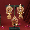 Gold Color Kundan Earrings With Maang Tikka (KDTE484GLD)