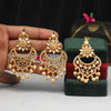Gold Color Kundan Earrings With Maang Tikka (KDTE490GLD)