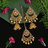 Gold Color Kundan Earrings With Maang Tikka (KDTE499GLD)
