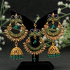 Green Color Kundan Earrings With Maang Tikka (KDTE514GRN)