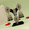 Green Color Kundan Earrings With Maang Tikka (KDTE539GRN)
