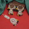 Multi Color Kundan Earrings With Maang Tikka (KDTE541MLT)