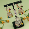 Multi Color Kundan Earrings With Maang Tikka (KDTE541MLT)