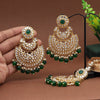 Green Color Kundan Earrings With Maang Tikka (KDTE547GRN)