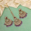 Light Purple Color Kundan Earrings With Maang Tikka (KDTE547LPRP)