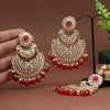 Red Color Kundan Earrings With Maang Tikka (KDTE547RED)