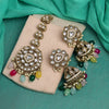 Multi Color Kundan Earrings With Maang Tikka (KDTE552MLT)