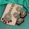 Maroon Color Kundan Earrings With Maang Tikka (KDTE552MRN)