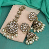 White Color Kundan Earrings With Maang Tikka (KDTE552WHT)