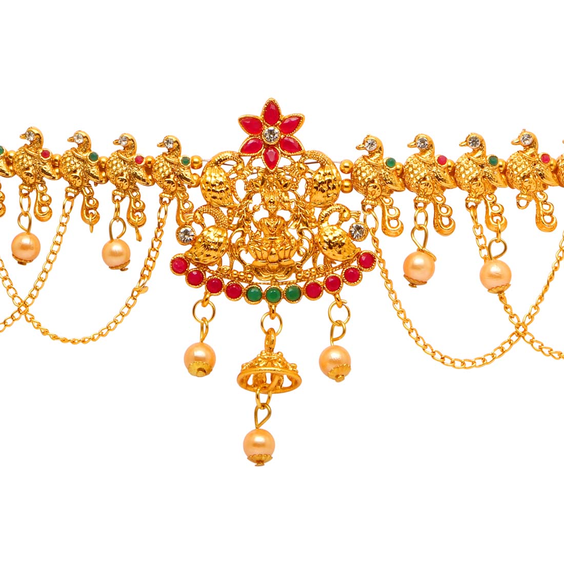 Maroon & Green Color Glass Stone Kamarband (KMBND303MG)