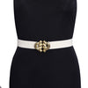 Gold & White Color Kamarband Elastic Waist Belt For Women//Girls (KMBND498GLD)