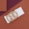 White Color Kamarband Elastic Waist Belt For Women//Girls (KMBND499WHT)