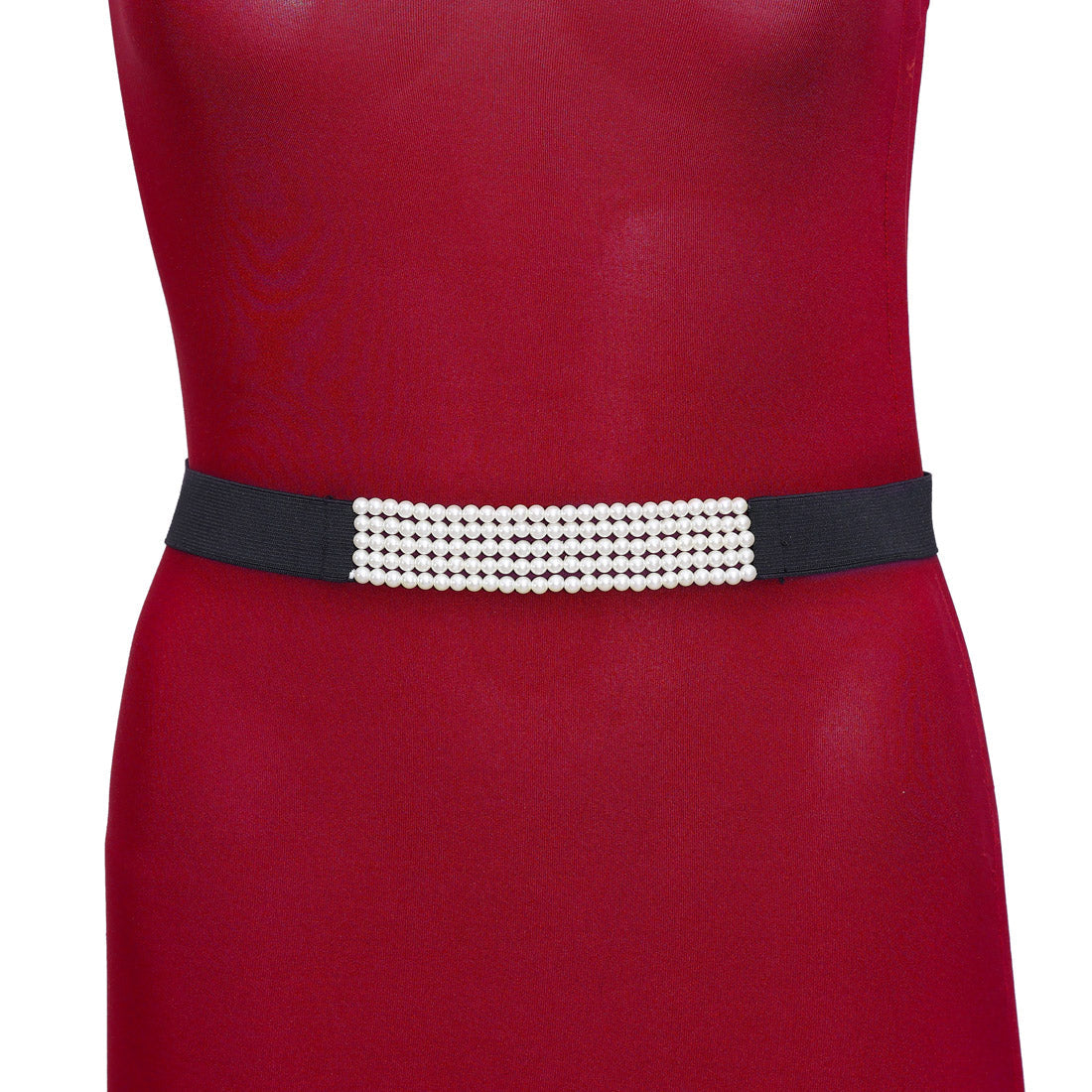 White Color Kamarband Elastic Waist Belt For Women//Girls (KMBND506WHT)