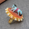 Peach Color Mint Meena Finger Ring For Women (KMR509PCH)