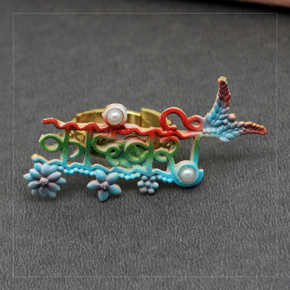 Multi Color Mint Meena Finger Ring For Women (KMR524MLT)