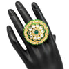 Green Color Kundan Meenakari Finger Ring For Women (KMR630GRN)