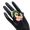 Multi Color Kundan Meenakari Finger Ring For Women (KMR645MLT)
