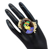 Multi Color Kundan Meenakari Finger Ring For Women (KMR648MLT)