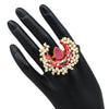 Red Color Meenakari Finger Ring For Women (KMR702RED)