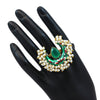 Green Color Meenakari Finger Ring For Women (KMR704GRN)