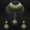 Green Color Imitation Pearl Kundan Necklace With Earring & Maang Tikka (KN100GRN)