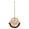 Partywear Collection Maroon Color Imitation Pearl Kundan Necklace With Earring & Maang Tikka (KN100MRN)