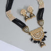 Black Color Kundan Meena Necklace Set (KN1024BLK)