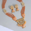 Peach Color Kundan Meena Necklace Set (KN1024PCH)