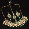 Green Color Imitation Pearl Kundan Necklace With Earring & Maang Tikka (KN103GRN)