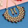 Maroon & Green Color Kundan Necklace Set (KN1047MG)