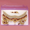 Maroon Color Imitation Pearl Kundan Necklace With Earring & Maang Tikka And Maang Passa (KN104MRN)