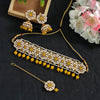 Yellow Color Kundan Choker Necklace Set (KN1099YLW)