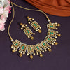 Gold & Green Color Double Sided (Reversible) Kundan Necklace Set (KN1108GLDGRN)