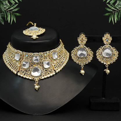 Rainbow Color Choker Kundan Necklace Set (KN1124RNW)