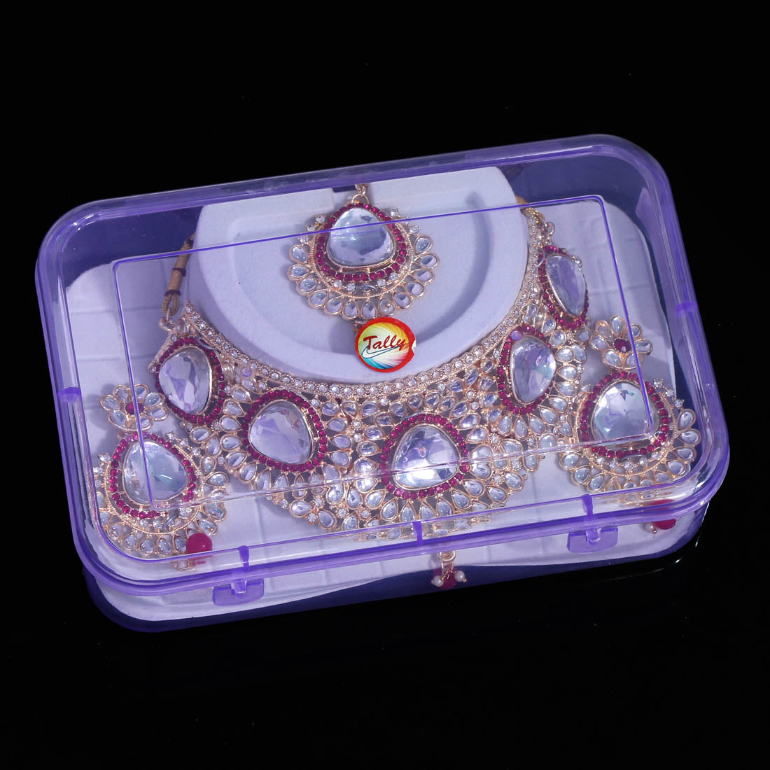 Rani Color Choker Kundan Necklace Set (KN1125RNI)