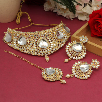 Rainbow Color Choker Kundan Necklace Set (KN1125RNW)