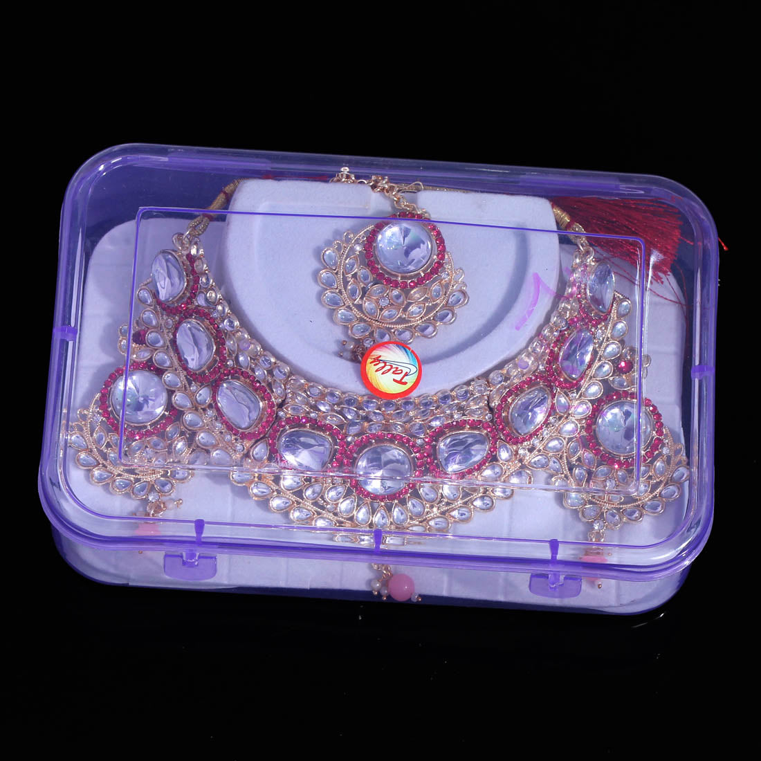 Pink Color Choker Kundan Necklace Set (KN1126PNK)