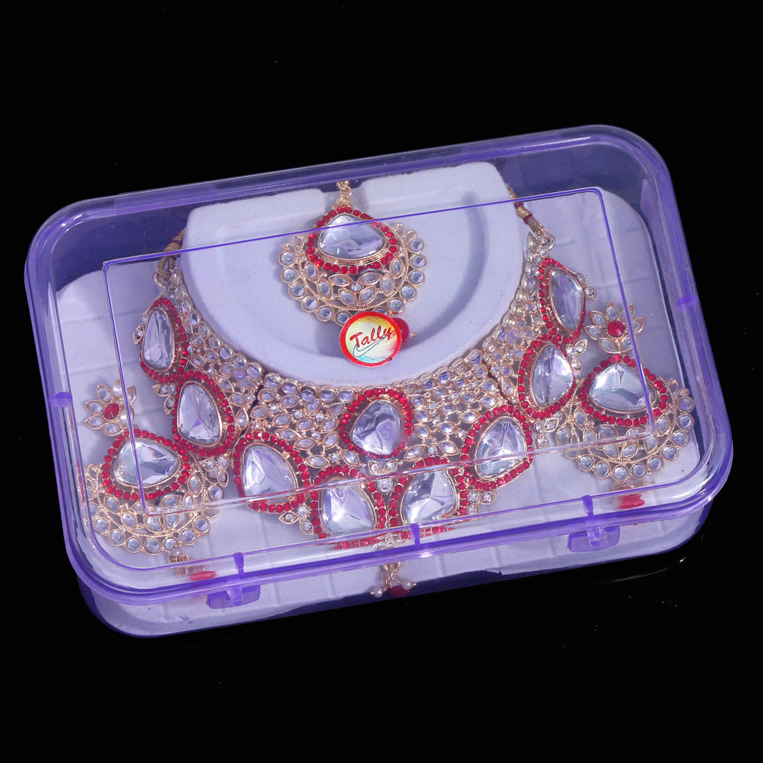 Red Color Choker Kundan Necklace Set (KN1127RED)