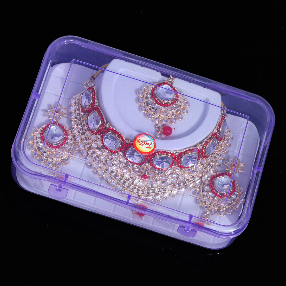 Red Color Choker Kundan Necklace Set (KN1129RED)
