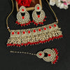 Red Color Choker Kundan Necklace Set (KN1148RED)