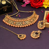 Peach Color Choker Kundan Necklace Set (KN1150PCH)
