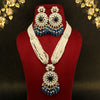 Turquoise Blue Color Long Kundan Necklace Set (KN1153TBLU)